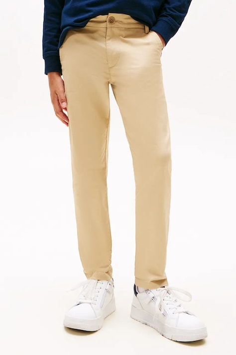 Tommy Hilfiger Spodnie chinos dziecięce z bawełną beżowe regular waist KB0KB09638