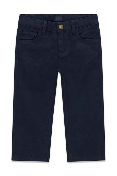 Guess Spodnie dziecięce bawełniane z elastanem granatowe regular waist N6BB07 W4127