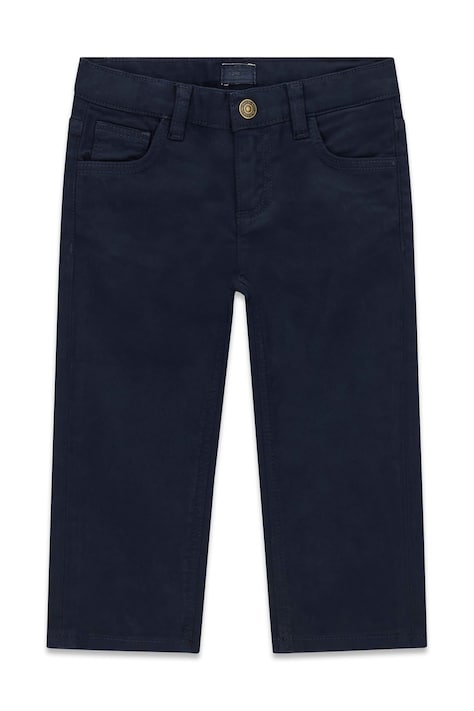 Guess Spodnie dziecięce bawełniane z elastanem granatowe regular waist N6BB07 W4127