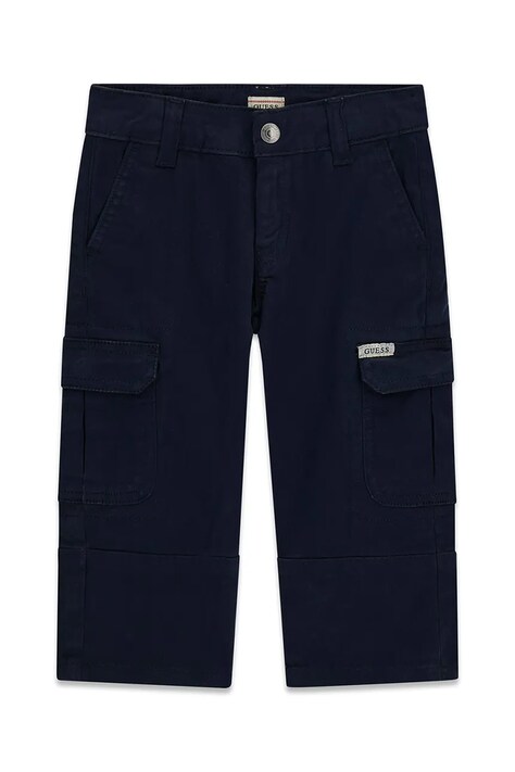 Guess Spodnie cargo dziecięce bawełniane z elastanem granatowe regular waist N6BB02 W4125
