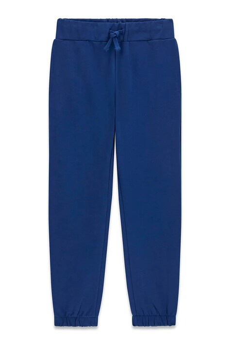 Guess Spodnie dresowe dziecięce bawełniane niebieskie regular waist L6BB13 K8107