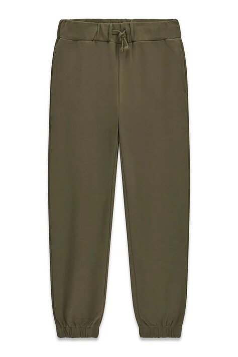 Guess Spodnie dresowe dziecięce bawełniane zielone regular waist L6BB13 K8107