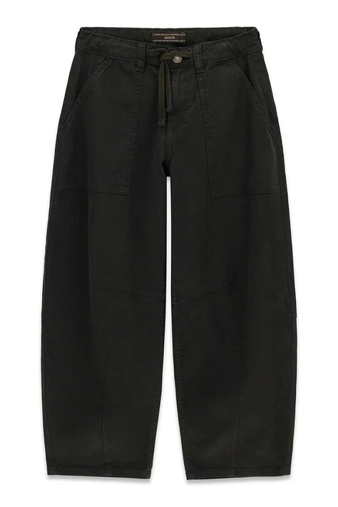 Guess Spodnie dziecięce bawełniane czarne regular waist L6BB09 W4094