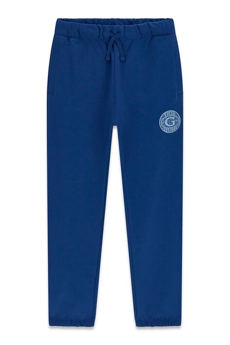Guess Spodnie dresowe dziecięce bawełniane niebieskie regular waist L6BB04 K6069