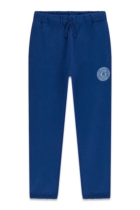 Guess Spodnie dresowe dziecięce bawełniane niebieskie regular waist L6BB04 K6069