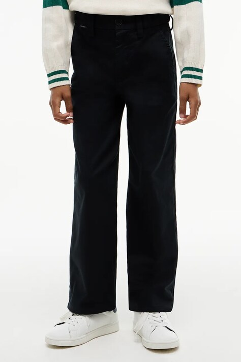 Tommy Hilfiger Spodnie chinos dziecięce bawełniane z elastanem czarne regular waist KB0KB10199