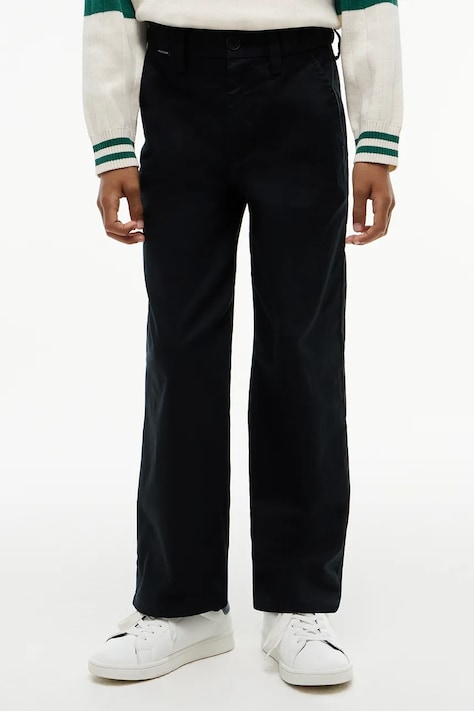 Tommy Hilfiger Spodnie chinos dziecięce bawełniane z elastanem czarne regular waist KB0KB10199