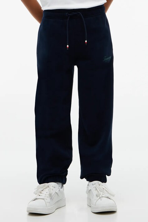 Tommy Hilfiger Spodnie dresowe dziecięce z bawełną granatowe regular waist KB0KB10657