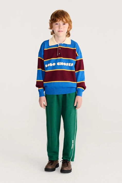 Bobo Choses Teplákové nohavice detské bavlnené zelené regular waist B226AC059