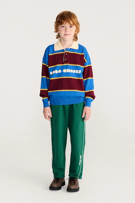 Bobo Choses Teplákové nohavice detské bavlnené zelené regular waist B226AC059