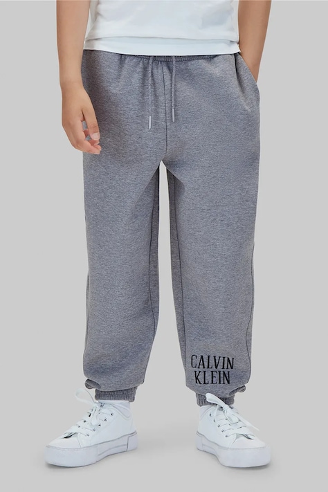 Calvin Klein Jeans Spodnie dresowe dziecięce z bawełną szare regular waist LVCKFJC29B