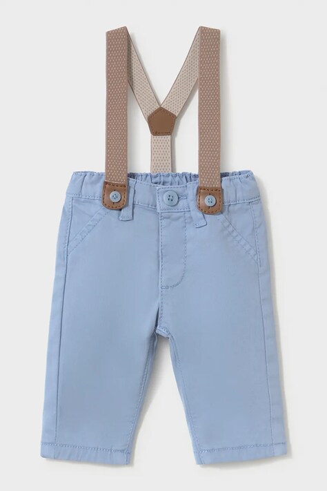 Mayoral Newborn Spodnie chinos niemowlęce z bawełną niebieskie regular waist 2504