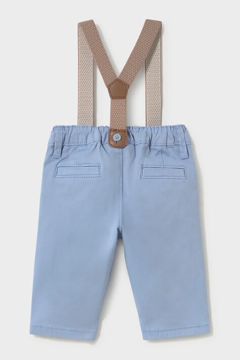 Mayoral Newborn Spodnie chinos niemowlęce z bawełną niebieskie regular waist 2504