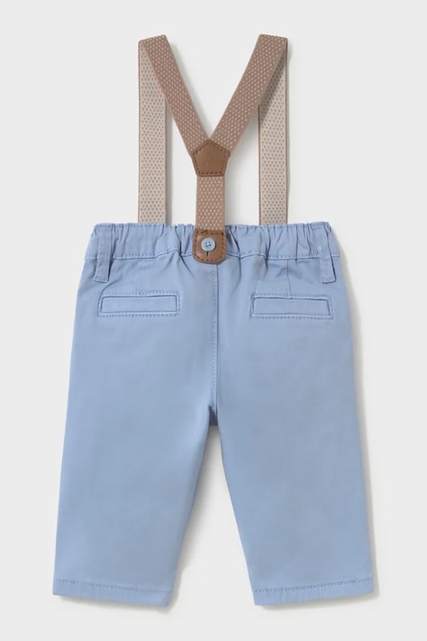 Mayoral Newborn Spodnie chinos niemowlęce z bawełną niebieskie regular waist 2504