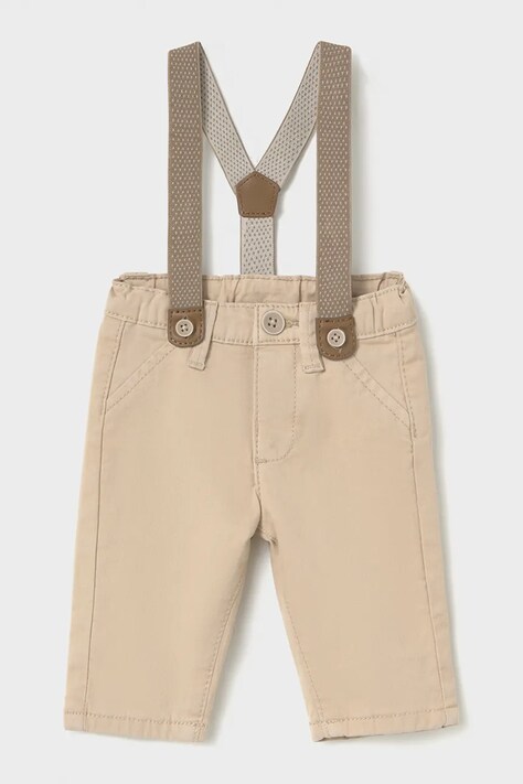 Mayoral Newborn chino kalhoty kojenecké s bavlnou béžové regular waist 2504