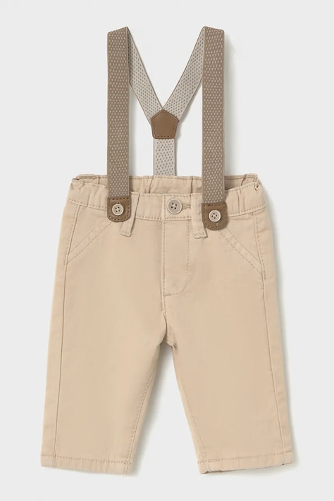 Mayoral Newborn штани chinos для немовлят з бавовною бежеві regular waist 2504
