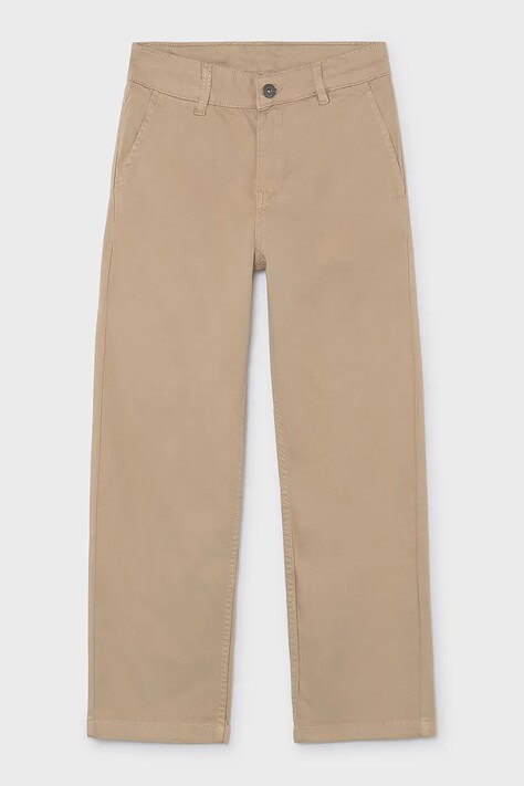 Mayoral spodnie wide leg dziecięce bawełniane z elastanem beżowe regular waist 7512