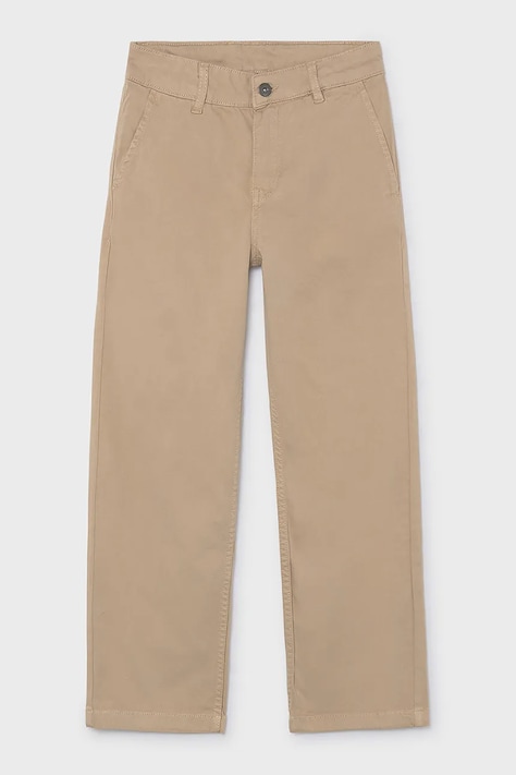 Mayoral spodnie wide leg dziecięce bawełniane z elastanem beżowe regular waist 7512