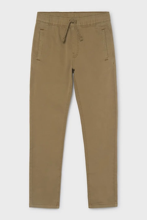 Mayoral Spodnie joggery dziecięce bawełniane soft jogger brązowe regular waist 7507