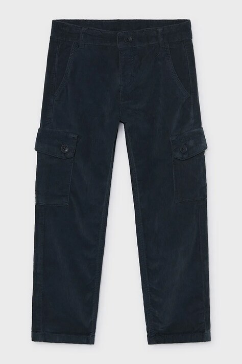 Mayoral Брюки cargo для детей из хлопка с эластаном тёмно-синие regular waist 4508