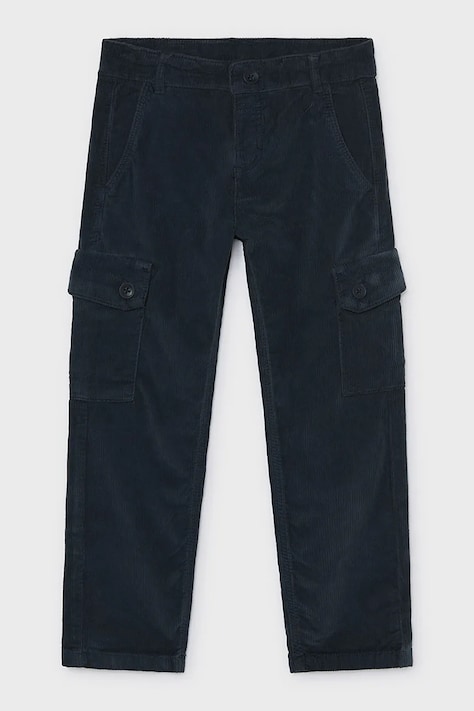 Mayoral Брюки cargo для детей из хлопка с эластаном тёмно-синие regular waist 4508