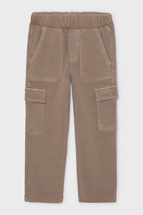 Mayoral nohavice cargo detské bavlnené s elastanom hnedé regular waist 4502