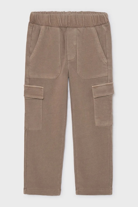 Mayoral nohavice cargo detské bavlnené s elastanom hnedé regular waist 4502