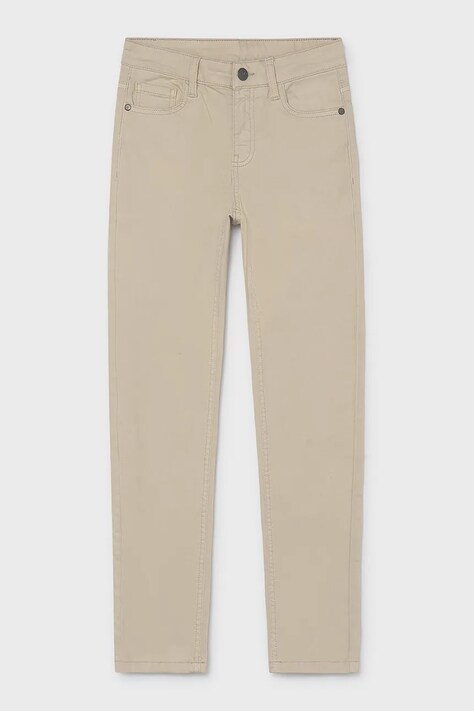 Mayoral Spodnie regular dziecięce bawełniane z elastanem slim fit basic beżowe regular waist 582