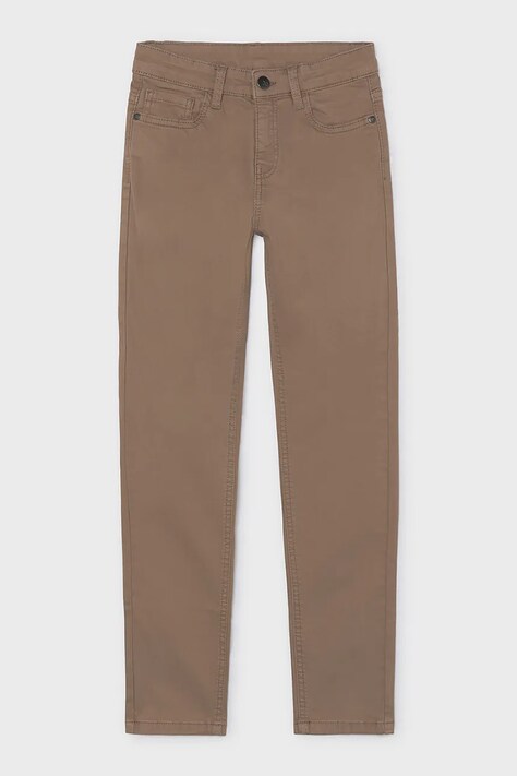 Mayoral стандартен панталон за деца от памук с еластан slim fit basic кафяв 582
