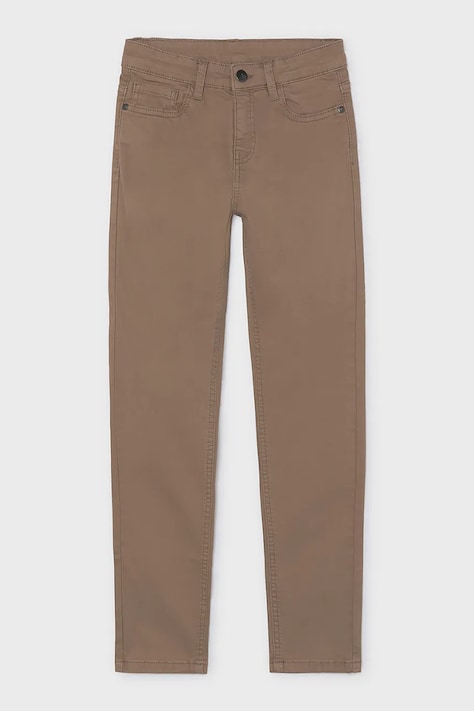 Mayoral стандартен панталон за деца от памук с еластан slim fit basic кафяв 582