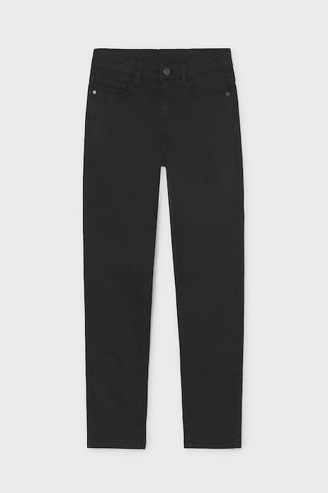 Mayoral стандартен панталон за деца от памук с еластан slim fit basic черен 582