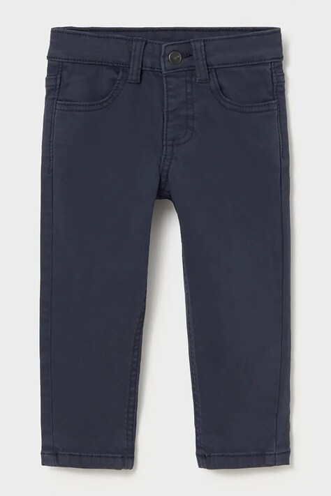 Mayoral Брюки slim fit для детей из хлопка с эластаном тёмно-синие regular waist 563