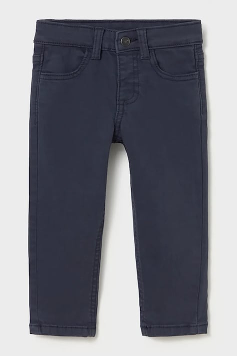 Mayoral Брюки slim fit для детей из хлопка с эластаном тёмно-синие regular waist 563