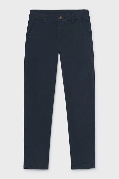 Mayoral Spodnie chinos dziecięce bawełniane z elastanem granatowe regular waist 530