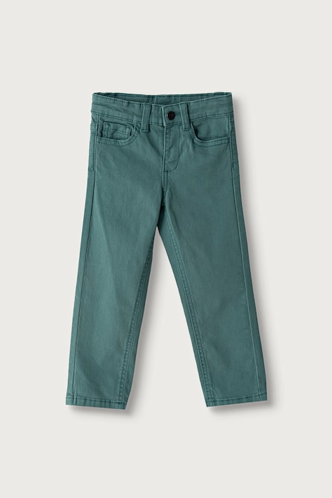 Mayoral Nohavice detské bavlnené s elastanom slim fit basic zelené regular waist 517