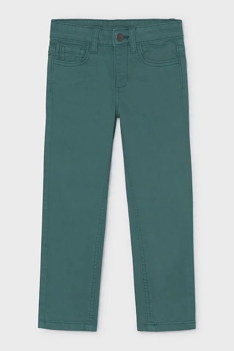 Mayoral Nohavice detské bavlnené s elastanom slim fit basic zelené regular waist 517