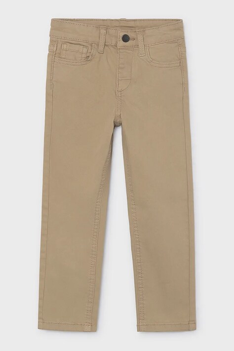 Mayoral nohavice detské bavlnené s elastanom slim fit basic béžové regular waist 517