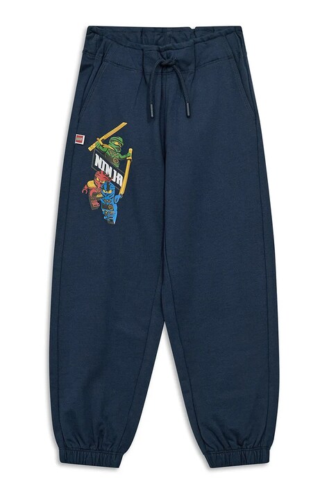 Lego spodnie dresowe dziecięce bawełniane LWPINO 601 granatowe regular waist 60.1101.1549