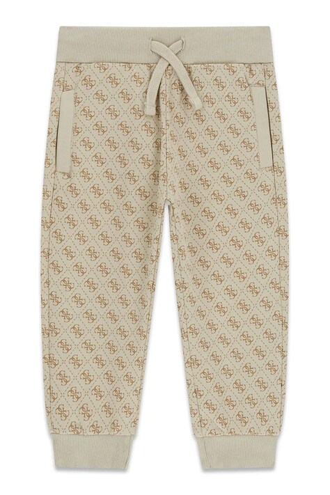 Guess spodnie dresowe dziecięce bawełniane beżowe regular waist N6YB08 K4145