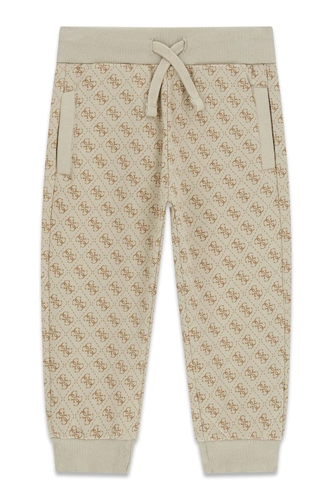 Guess spodnie dresowe dziecięce bawełniane beżowe regular waist N6YB08 K4145