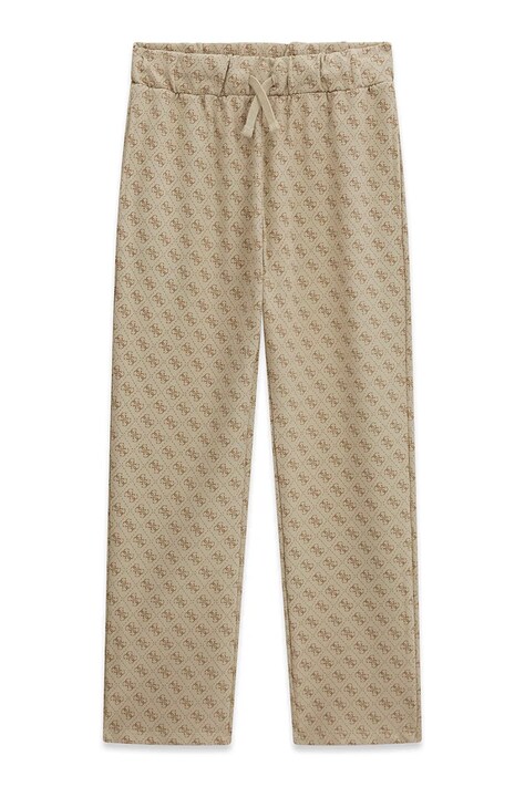 Guess spodnie dresowe dziecięce bawełniane beżowe regular waist L6YB07 K4094