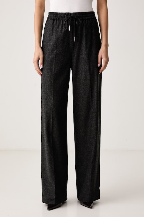 Iceberg Spodnie damskie z dodatkiem wełny szare high waist B101 3104