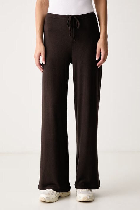 P.E Nation Spodnie straight damskie z wiskozą Haven brązowe high waist 262P028