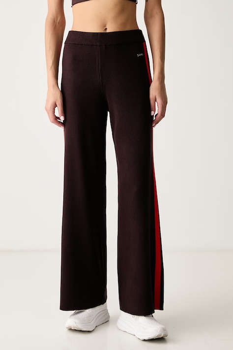 P.E Nation Spodnie damskie z wiskozą Solar brązowe high waist 263KP152
