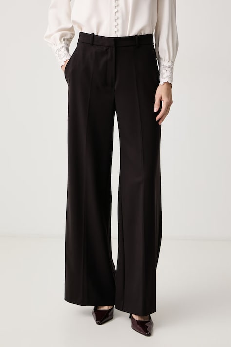 Haveone Spodnie straight damskie szare high waist PCB.R028