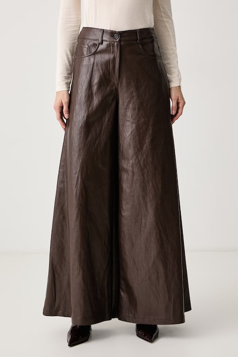 Haveone Штани wide leg жіночі з імітації шкіри сірі regular waist PVI.R151