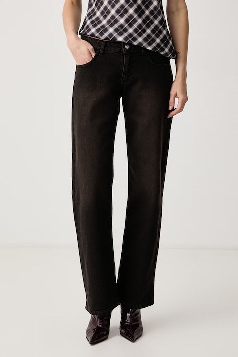 Haveone Jeansy straight damskie szare PFJ.R011