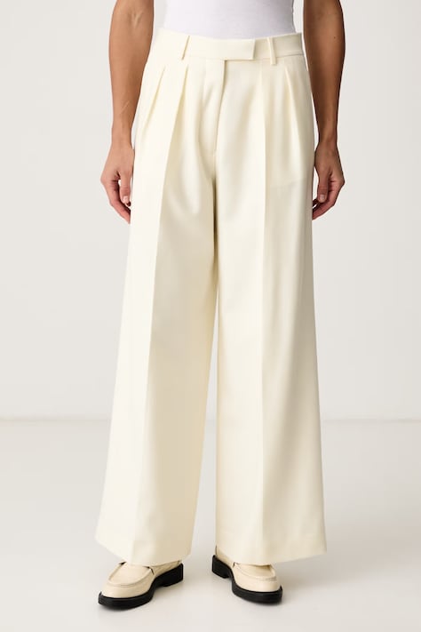 Officine Generale Oblekové nohavice dámske vlnené ELKA béžové high waist W26WTLG450
