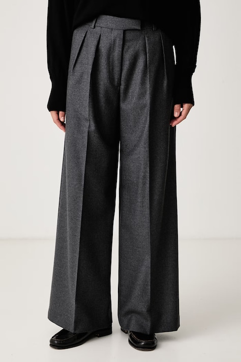 Officine Generale Pantaloni da donna in lana ELKA grigi high waist W26WTLG451