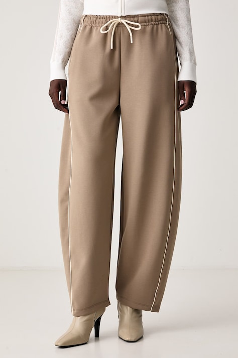 Haveone Spodnie dresowe damskie brązowe high waist PMI.R038